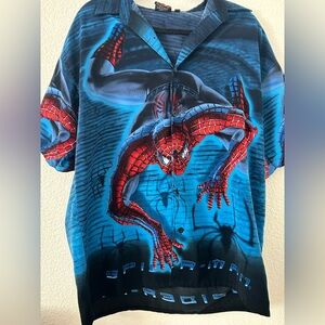 Spider-Man 2002 Graphic Button-Up Shirt - Blue & Red